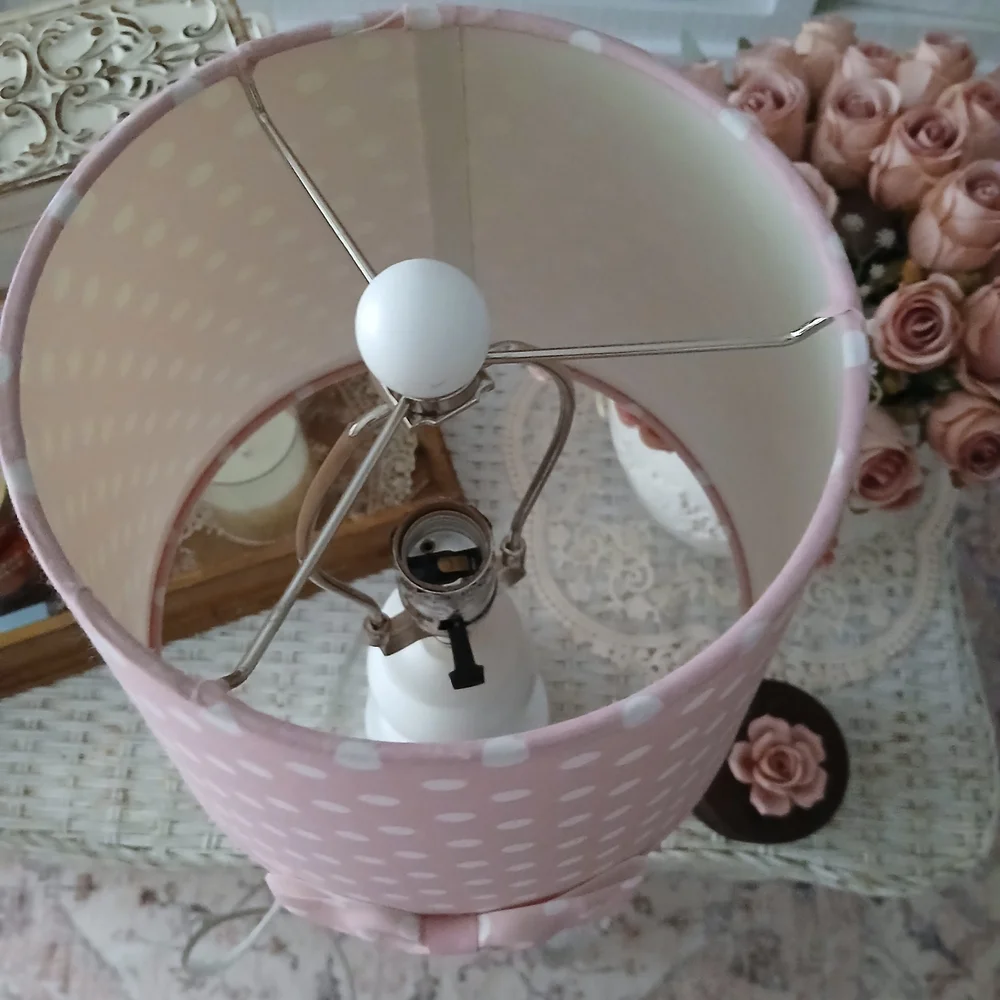 Pink Polka Dot Lamp with Bow - Picture 3 of 5